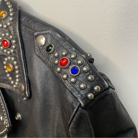 R13 Repurposed Studded Embellished Biker Short Sleeve Leather Jacket RARE - Picture 12 of 15
